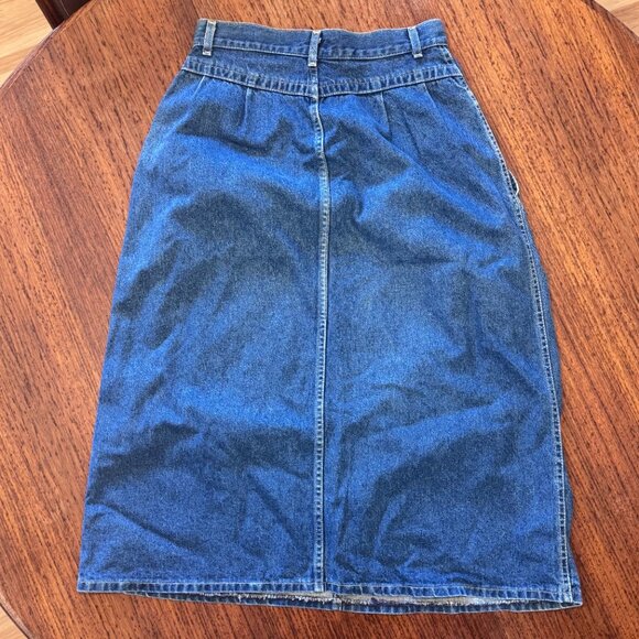Vintage Lee Denim Pleated Midi Skirt - Picture 9 of 11